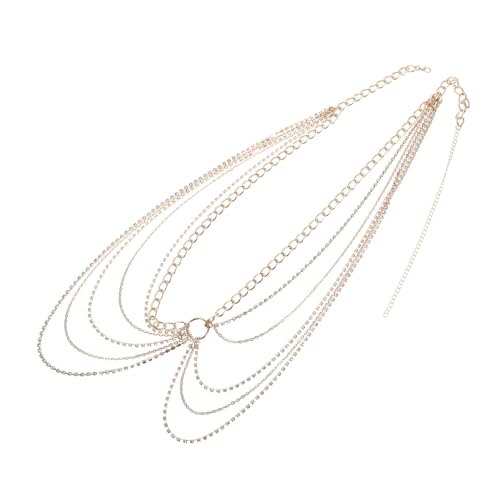 minkissy MODEBLE MIELSCHAFTEN Taillenkette Taille Körperkette mehrlagige Taillenketten Taillenkette Strand Strassgürtel für Kleid Körperkettenschmuck Körperschmuck aus Strass Metall Golden von minkissy