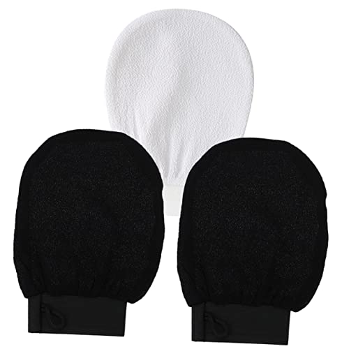 minkissy 3stücke Peeling-handschuhe Kunstseide Für Sanfte Hautreinigung Wiederverwendbare Und Badetücher Für Körperpflege Schwarze Und Weißer Handschuh Für Sanfte Exfoliation von minkissy
