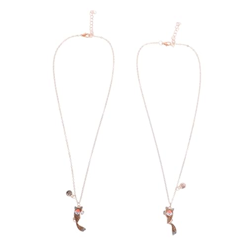 minkissy Magnetische Kinderkette mit Fuchs Herz Anhänger Legierung Cartoon Schmuck für Mädchen Sicher Leicht mit Praktischem Magnetverschluss für Freundschaft und Alltag von minkissy