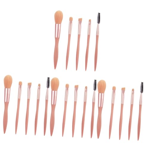 minkissy Make-up-Pinsel-Set, Foundation-Pinsel, Lidschatten, Kosmetikpinsel, Make-up-Pinsel für Teenager, Augenbrauenpinsel, Make-up-Pinsel-Set, dreieckiger Eimer, rosa Kunstfaser, 20-teilig von minkissy