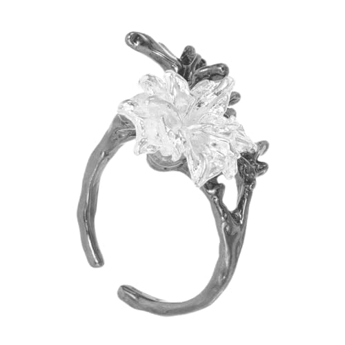 minkissy Eleganter Mandala Blumenring für Damen Verstellbar Legierung Modischer Fingerring für Alltag und Besondere Anlässe von minkissy