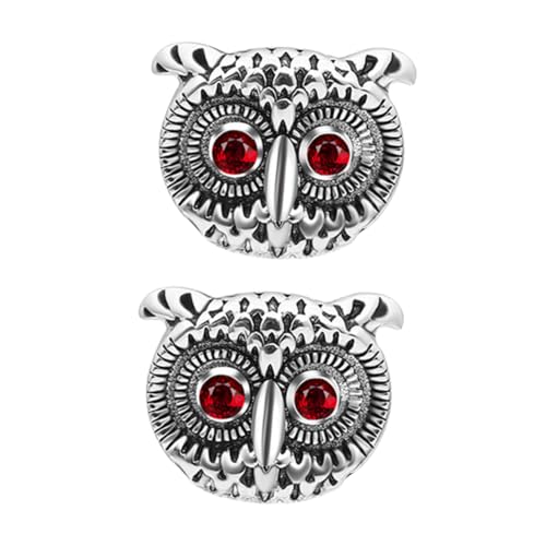 minkissy Manschettenknöpfe Herren Silberfarbene Eulen Design Tierform Kreative Business Hemd Schmuck für Hochzeit und Büro Alltag Accessoires von minkissy