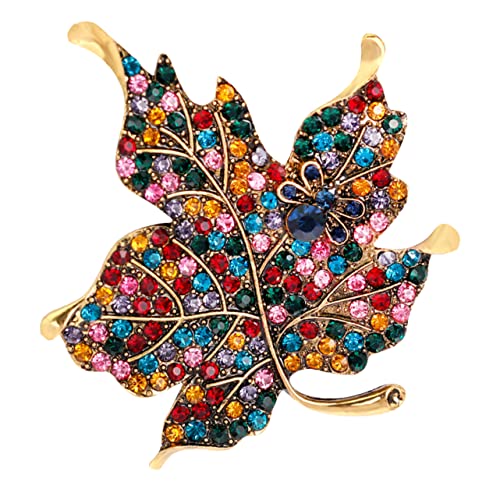 minkissy Maple Leaf Brosche Legierung mit Strass Modischer Anstecker für Damen für Kleidung Schals und Accessoires Perfektes für Feiertage und Besondere Anlässe von minkissy