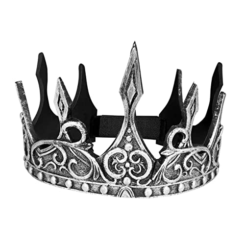 minkissy Medieval Royal Crown Cosplay Krone Für Männer 2 Stück Pu Krone Gold Und Silber Verstellbar Für Halloween Geburtstage Hochzeiten Und Partys von minkissy