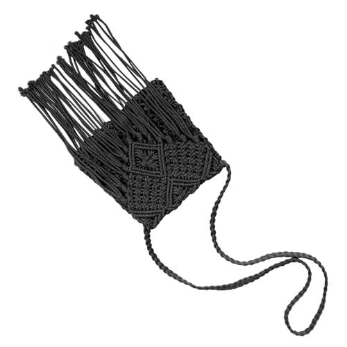 minkissy Gewebte Umhängetasche Für Damen Im Boho-stil Kleine Schultertasche Aus Gestricktem Stroh Geldbörse Mit Quasten Für Strand Und Reisen Trendige Umhängetasche von minkissy