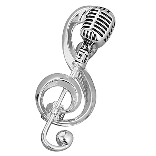 minkissy Mikrofon Brosche für Frauen Vintage Musiknoten Anstecknadel Dekorative Brosche für Partys Konzerte Geburtstagsfeiern und Besondere Anlässe Eleganter Schmuck für Look von minkissy