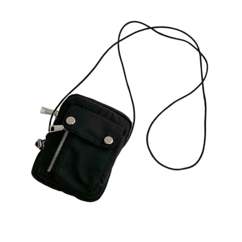 minkissy Mini Geldbörse Damen Stilvolle Canvas Bauchtasche Schwarz Vielseitig als Schulter und Messenger Bag für Freizeit Reisen Konzerte und von minkissy