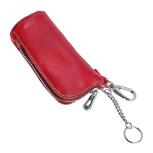 minkissy Mini Geldbörse mit Metallhaken und Reißverschluss Kompakte Schlüssel und Münztasche Zartrot für Autoschlüssel und Kleine Gegenstände von minkissy