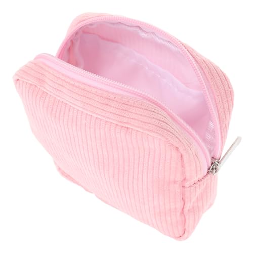 minkissy Kleine Kosmetiktasche Cord Multifunktionale Tragbare Make-up Und Toilettentasche Für Damen Für Reise Münzen Und Hygieneartikel Zartem Rosa von minkissy