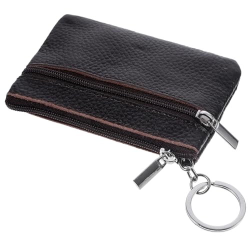 minkissy Klein Geldbörse Damen Aus Hochwertigem Material Multifunktionale Accessoirebörse Mit Schlüsselring Kompakte Stilvolle Handtasche in Kaffee Für Frauen Für Geldstücke Ohrhörer von minkissy