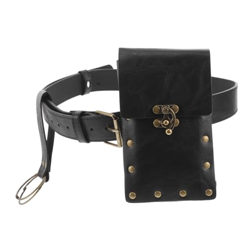 minkissy Mittelalterliche Steampunk-gürteltasche Kleine Bauchtasche Im Punk-Stil Vintage-hüfttasche Mit Riemen Für Damen Renaissance-gürteltasche Cosplay-telefontasche Robuste Pu-Tasche von minkissy