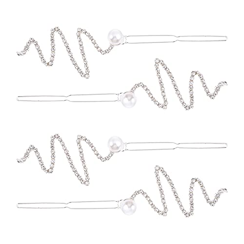 minkissy 4stücke Haarspange Mit Strasssteinen Für Frauen Haar Clips Mit Kristallen Barrettes Zum Geburtstag Oder Hochzeit Wellenförmige Kopfschmuck Haar Zubehör Für Partys Und Besondere Anl von minkissy