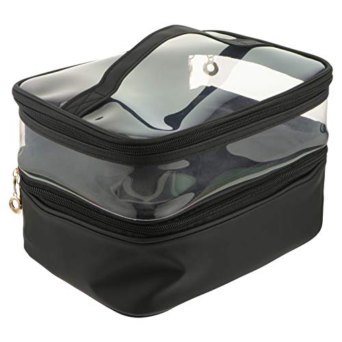 minkissy Kosmetiktasche Schminktasche Mit Reißverschluss Doppelschichtige Make-up-Tasche Für Damen Reise-Kosmetiktasche Für Camping Und Outdoor-aktivitäten von minkissy