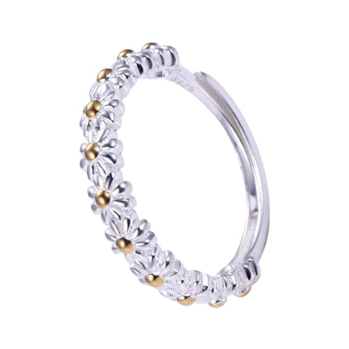 minkissy Blumenring Verstellbar Für Damen Schmuckring Daisy Ornament Modischer Fingerring Mit Blütenmuster von minkissy