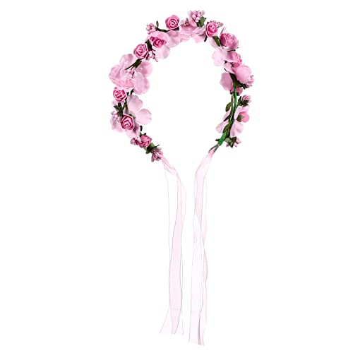 Mori Brautkranz Blumenmädchen Stirnband Simulation Rose Hawaii Haarkranz Wald Hochzeit Stirnband Kopfbedeckung Natürliche Fee Tiara Hochzeit Kronen Meer Resort Blatt von minkissy