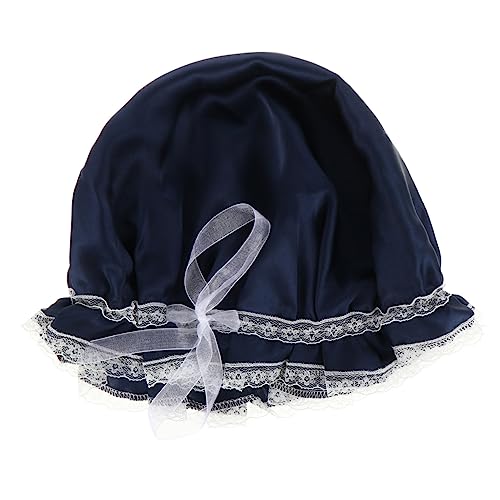 minkissy Satin Schlafhaube mit Spitze Elastisch für Bouffant Design Atmungsaktiv für Damen von minkissy
