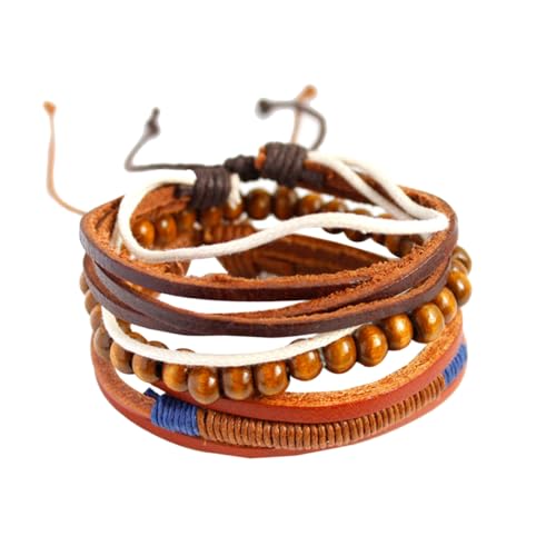 minkissy Multi Layer Zen Style Armband Braunem mit Perlen Verstellbares Modearmband für Damen Herren für Täglichen Gebrauch oder Besondere Anlässe von minkissy
