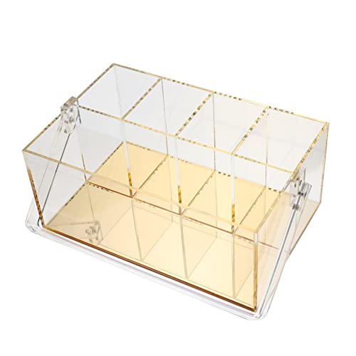 minkissy Multifunktionale Lippenstiftbox Transparenter Kosmetik Organizer Acryl Make Up Aufbewahrungskoffer für Schminktisch Kosmetik Halter mit Mehreren Fächern Make Up Organizer mit Griff von minkissy