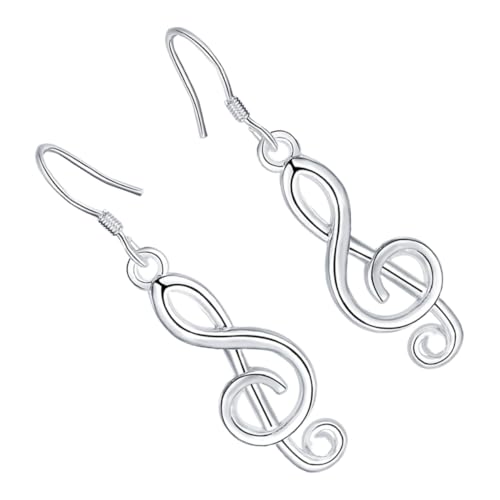 minkissy Musiknoten Ohrstecker Damen Leicht Elegant Modisch aus Solidem Metall Langlebig für Alltag und Besondere Anlässe Personalisierter Schmuck in Weißgoldoptik von minkissy