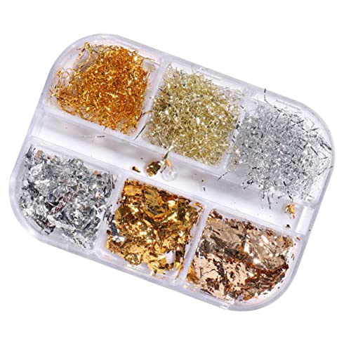 minkissy Nagelzubehör Nagelkunst-aufkleber Glitzer-nagel-pailletten 2er-pack Goldfolie Nageldekor Für Festivalpartys Den Täglichen Gebrauch Stilvoll von minkissy