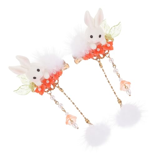 minkissy Niedliches Häschen-haarspangen-set Für Mädchen Haar-accessoires Quaste Pompom Ostern Haarspange Für Mädchen von minkissy