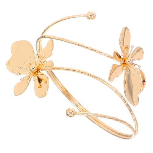 minkissy Offener Armreif Oberarm Manschette Damen Schmuck Metallblume Verstellbar Stilvoll Offenes Armband Elegant Für Party Hochzeit Alltag von minkissy