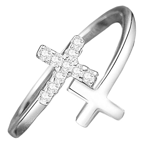 minkissy Offener Damenring Kreuz Design Modischer Verstellbarer Schmuck Eleganter Retro Stapelring Legiertem Material Komfortabel und Vielseitig für Frauen und Mädchen für Partys und von minkissy