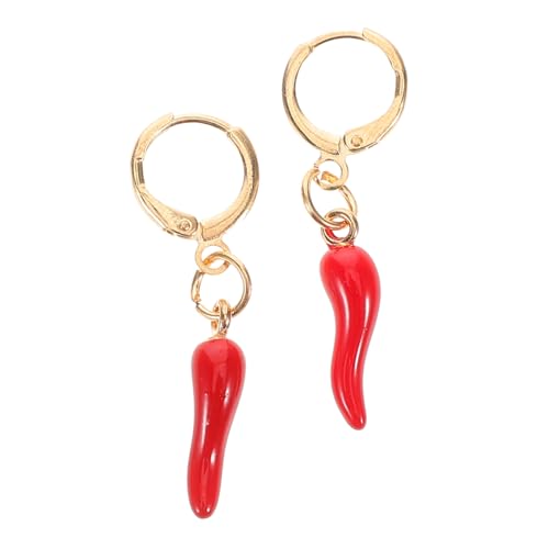 minkissy Ohrringe Mit Rotem Pfeffer Chili-pfeffer-schmuck Pfeffer Ohrringe Chili-pfeffer-ohrring Gemüse-ohrringe Creolen Damen Kleine Creolen Chilischote Vorhanden Legierung von minkissy