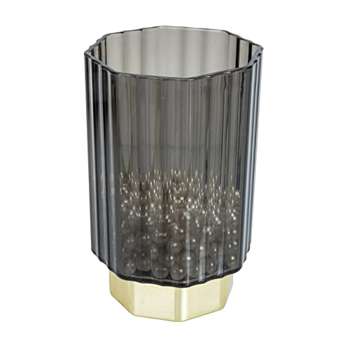minkissy Goldrand Stift Für Schminkpinsel Kosmetik Organizer Und Schreibutensilien Eleganter Aufbewahrungsbehälter Für Schminktisch Büro Und Bad Transparent Perlen von minkissy
