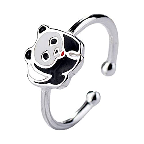 minkissy Panda Förmiger Verstellbarer Ring für Damen Einfacher Finger Ring Schmuck Niedliche Tierdesigns für Alltagslook Party Cosplay Festivals für Kreative Outfits von minkissy