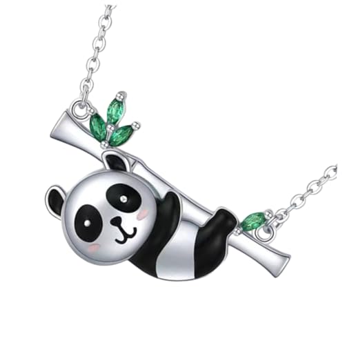 minkissy Panda Halskette Damen Schmuck Niedlicher Anhänger Leichte Metallkette Modisches für Mädchen Muttertag Alltag Hochzeit von minkissy