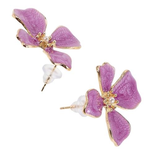 minkissy Pastell Blumen Ohrstecker mit Künstlicher Perle Robuste Verarbeitung Stilvolle Schmuckaccessoires Romantisches für Frauen zu Hochzeit Geburtstag Party von minkissy