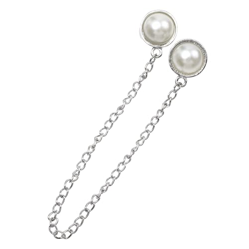 minkissy Perlenbrosche Kragenclip Mit Perle Kette Broschenkette Für Hemdkragen Kragenbrosche Schmuck Für Anlässe Und Kleidungszubehör von minkissy