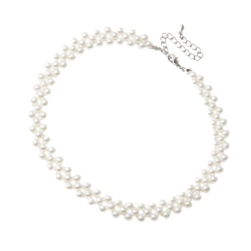 minkissy Perlenkette Damen Elegante Clavicle Chain Einfache Halskette Für Frauen Modeaccessoire Für Feierlichkeiten Und Alltag Weiß von minkissy