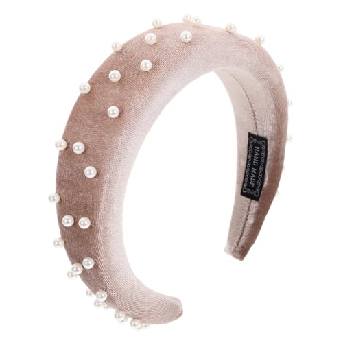 minkissy Perlen Stirnband Für Damen Gepolstert Modisches Haarband Mit Perlen Statement Accessoire Für Partys Und Alltag von minkissy