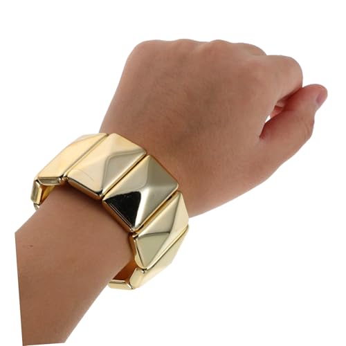 minkissy Persönliches Quadratarmband Elastisches Anweisung Armband Breiter Stretcharm Frau Armband Dehnbares Armbandkette Manschettenknopf Für Männer Handkettenarmband Golden Ccd von minkissy