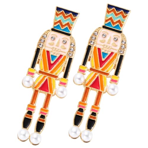 minkissy Personalisierte Nutcracker Ohrringe Metall Cartoon Design Festliche Ohrstecker Damen Schmuck für Alltag und Weihnachten von minkissy