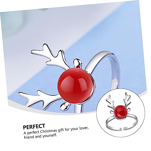 minkissy Personality Weihnachtsring mit Elch Perlendesign Verarbeitung Finger Accessoire für Damen Festlicher Knöchelring Xmas von minkissy