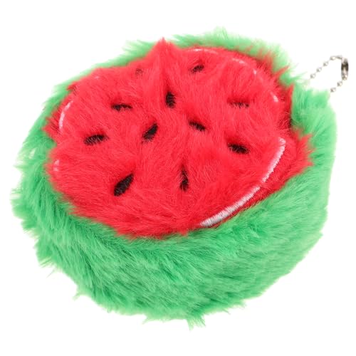 minkissy Plüsch Wassermelonen Geldbörse Mit Schlüsselanhänger Multifunktionale Münzaufbewahrung Für Mädchen Weicher Rucksackanhänger Kreative Aufbewahrungstasche Für Mädchen von minkissy