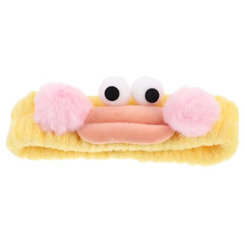 minkissy Plüsch Haarband mit Großäugigem Cartoon Design Elastisches Gelbes Stirnband für Damen Vielseitiges Spa Accessoire zum Waschen Gesichts Make Up und Haarstyling Niedlich und von minkissy