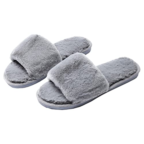 minkissy Plüsch Hausschuhe mit Rutschfester Weicher Sohle Graue Atmungsaktive Bequeme Haushalts Pantoffeln für Damen und Herren Langlebig und Warm für Entspanntes Tragen zu Hause von minkissy