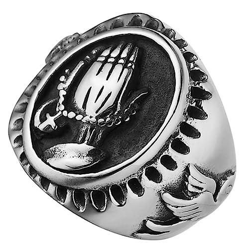 minkissy Betende Hände Herrenring Modischer Fingerring Personalisierter Retro- Für Schmuck Geschenk Für Besondere Anlässe von minkissy