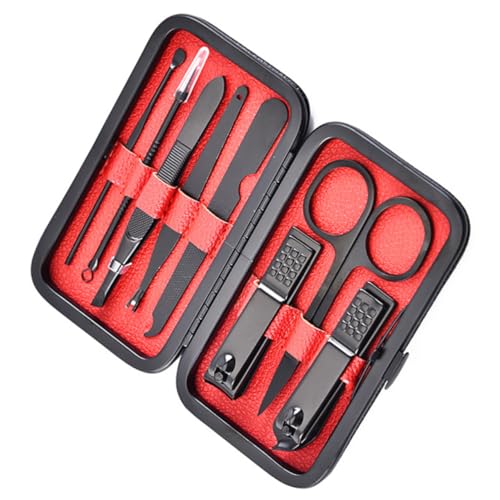 minkissy Professionelles Nagelset 8 Stück Nagelknipser Trimmer Maniküre Werkzeug für Damen und Herren Ergonomisches Design Nagelfeile Schwarz von minkissy