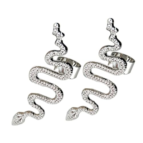 minkissy Punk Style Schlangen Ohrclips Damen Snake Cuff Earrings No Piercing Einzeln Links Rechts Silber Kreativer Ohrschmuck für Alltag und Party von minkissy