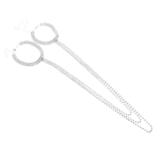 minkissy Quaste Armkette Schmuck Mehrlagige Handkette Hochzeit Handarmband Mehrlagiges Armarmband Körperkette Armband Sommer Oberarmreif Strass Silber von minkissy