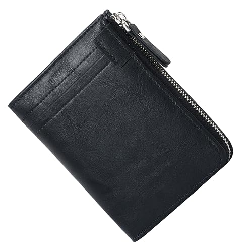 minkissy RFID Portmonee Herren Kurz Geldbeutel mit Reißverschluss Multifunktionaler Kartenhalter Retro Stil Großes Fassungsvermögen Schutz vor Datendiebstahl für Alltag und Business von minkissy