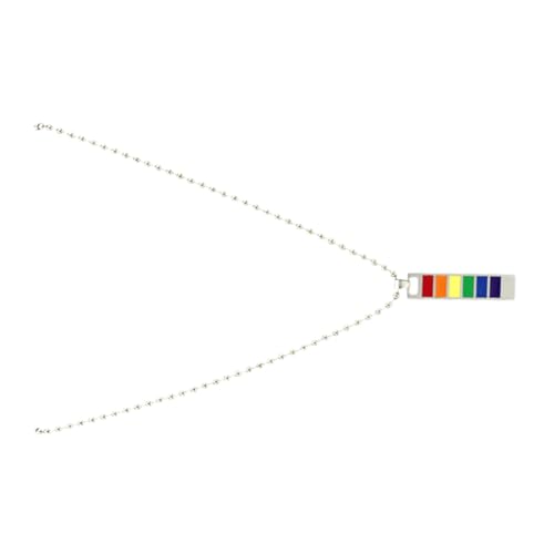 minkissy Regenbogen Halskette Gay Pride Anhänger Schmuck Langlebig Modisch für Lgbtq Party und Alltag Farbenfrohes Design Auffälliger Rechteckiger Schmuckanhänger von minkissy