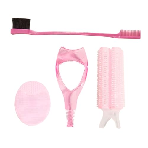 minkissy Reise Kosmetik Set Make up Werkzeug Set Gesicht Peelingpads No heat Haarwickler Doppelkopf Augenbrauenpinsel Wimpernschutz für Damen Alltag und Unterwegs von minkissy