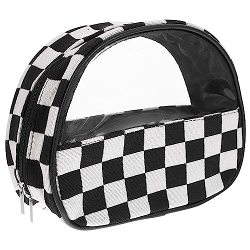 minkissy Reise Kosmetiktasche Weiß Karomuster Make Up mit Reißverschluss Organizer für Damen für Reisen Camping Langlebigkeit von minkissy