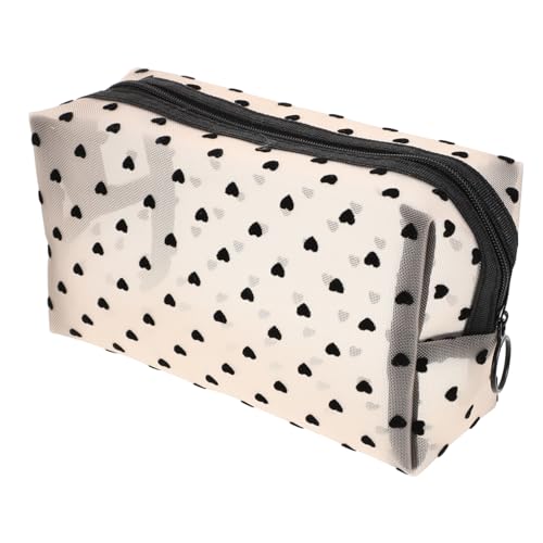 minkissy Netz-Reise-kulturtasche Für Toilettenartikel Mit Herzmotiv Großem Fassungsvermögen Tragbar Organizer Für Reisen Aufbewahrungstasche Für Kosmetik Badezimmerzubehör Leicht Zu von minkissy